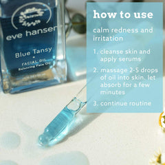 Eve Hansen Blue Tansy Rosehip blend highlighting balanced skin hydration.