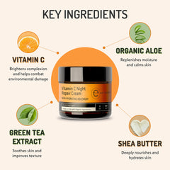 Eve Hansen Vitamin C Night Cream jar top highlighting rich non-greasy texture
