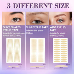 Eveellyn three sizes of eyelid tape fit different eyelids for daily versatility.