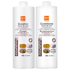 Ever Ego Italy semi de lino shampoo and conditioner set bottles for nourished, easy-to-style hair.