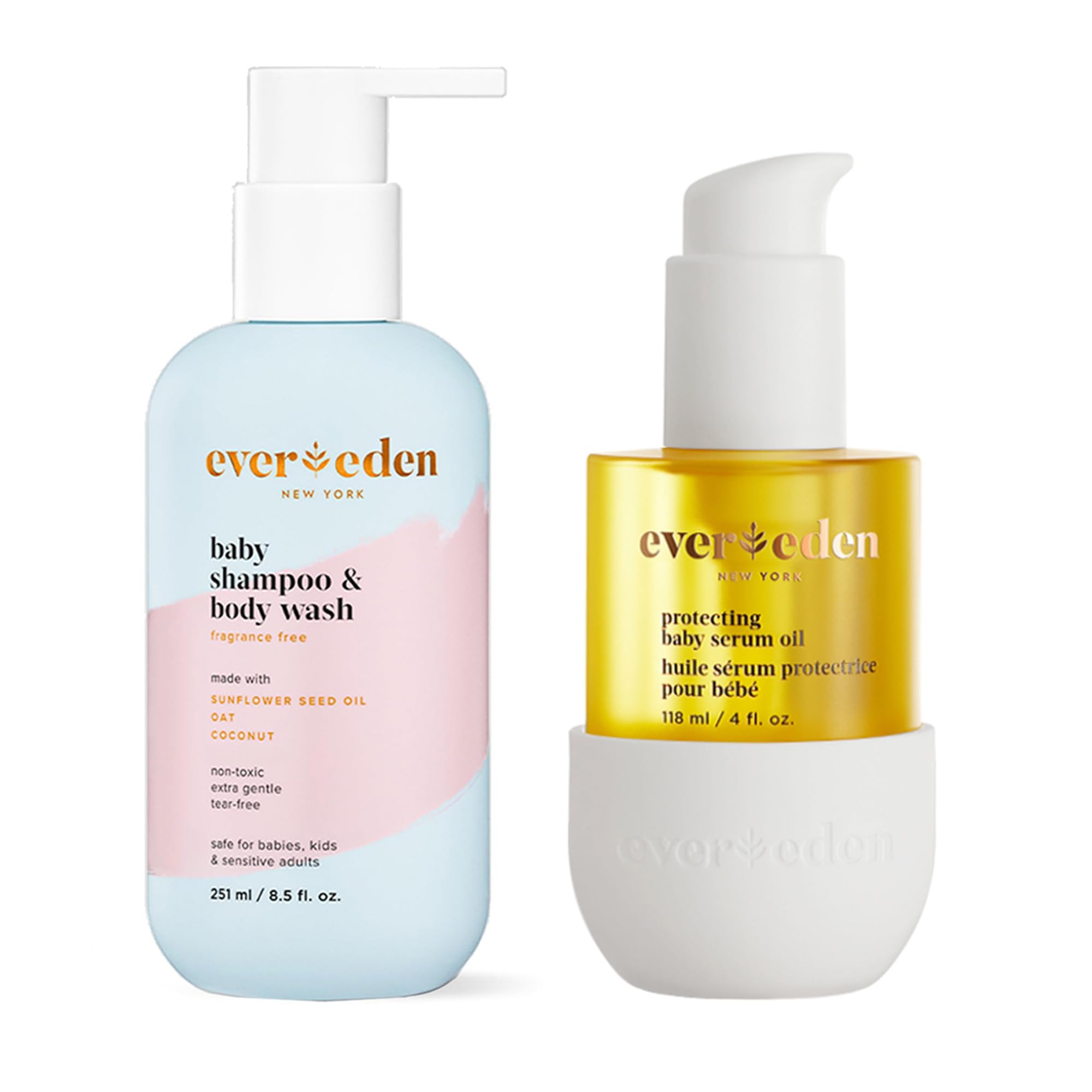 Evereden baby cradle cap shampoo bottle showing gentle tear-free cleansing for newborns and sensitive skin