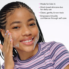 Evereden Barbie kids face wash lather close-up highlighting gentle formula.
