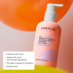 Evereden Kids 2-in-1 Cool Peach foam illustrating easy lather for young hair