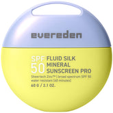 Evereden SPF50 Fluid Silk Mineral Kids Sunscreen close-up swatch showing sheer mineral protection.
