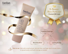 EverGlam BB cream glow finish close-up highlights dewy radiance.