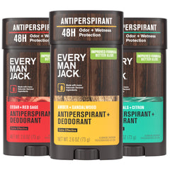 Every Man Jack antiperspirant variety pack front label showcasing outdoor scents for daily wear.