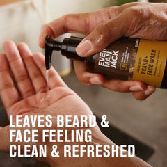 Every Man Jack Beard + Face Wash hands-on application for daily cleansing.