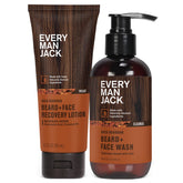 Every Man Jack beard and face wash and lotion set packshot — simplifies daily grooming.