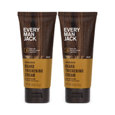 Every Man Jack Beard Thickening Cream bottle for a fuller look and quick absorption.