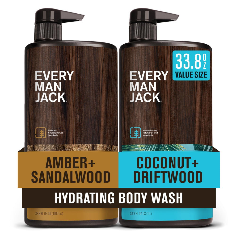 Every Man Jack coconut-driftwood-amber-sandalwood bottle for a refreshing daily cleanse.