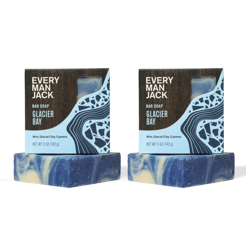 Every Man Jack Cold Plunge bar front view highlighting Glacier Bay aroma.