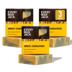 Every Man Jack cold processed soap bar with amber sandalwood scent for a clean, refreshing cleanse.