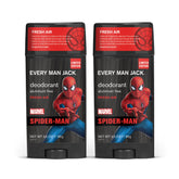 Every Man Jack Spider-Man deodorant twin pack front view with long-lasting odor control.