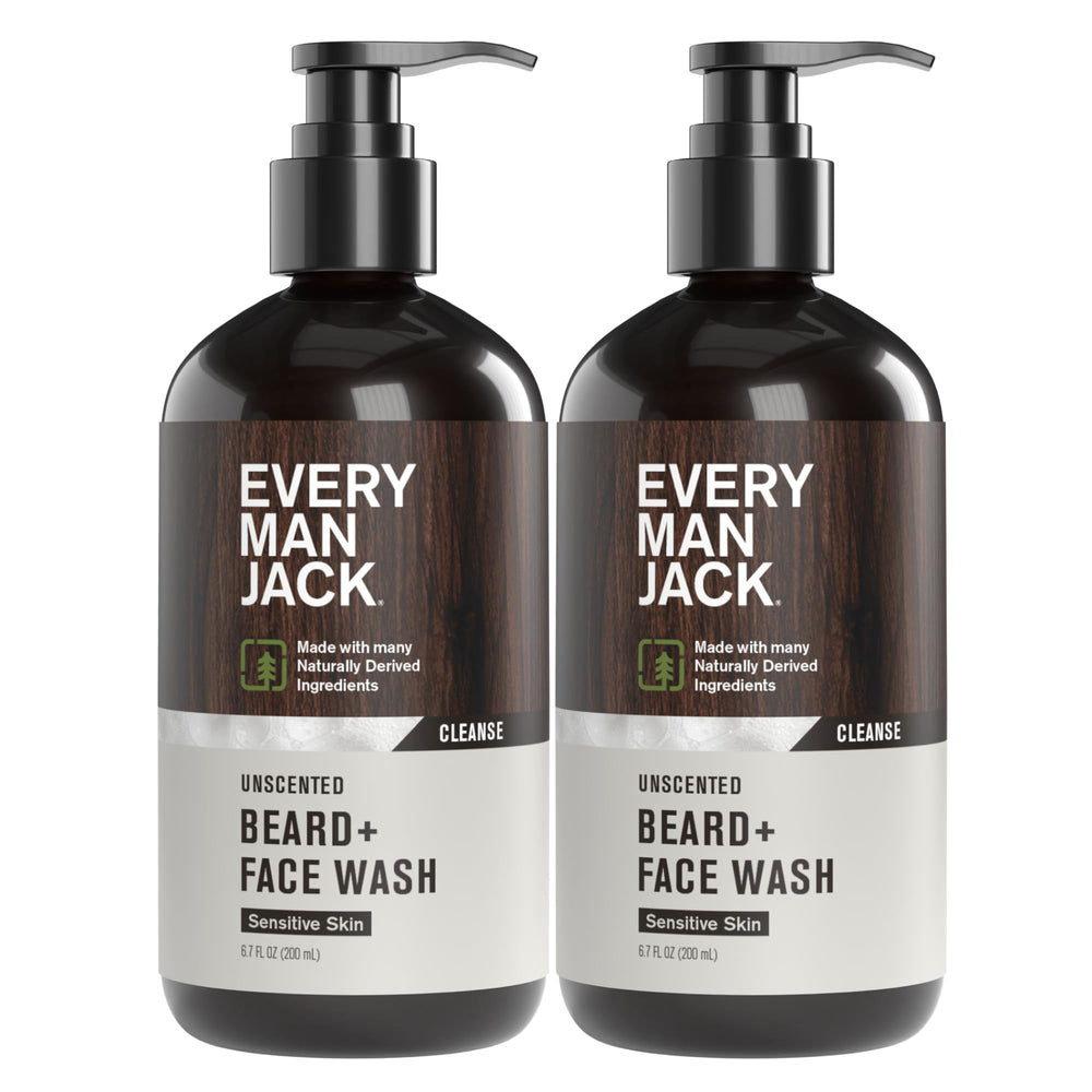 Every Man Jack Unscented Beard Face Wash bottle ready for daily cleansing