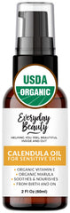 Everyday Beauty calendula oil 2oz bottle, ideal for sensitive skin hydration.