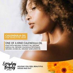 Everyday Beauty calendula oil ingredients highlight organic blend for gentle nourishment.