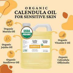 everyday beauty calendula oil blend close-up with vitamin e and jojoba.