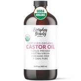 Everyday Beauty Organic Castor Oil 16oz bottle for nourishing skin and hair.