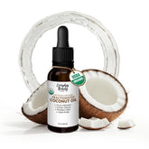 Everyday Beauty organic fractionated coconut oil in amber bottle for facial hydration.