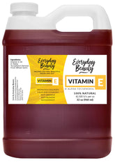 Everyday Beauty Vitamin E Oil in amber bottle for skin hydration.