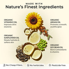 Close-up of Everyday Beauty Vitamin E Oil label showing organic ingredients.