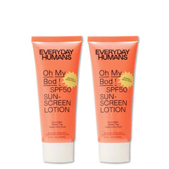 Everyday Humans Oh My Bod SPF50 lotion bottle showing broad-spectrum protection for everyday skin