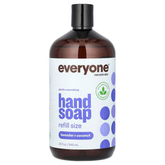 Everyone Lavender & Coconut Hand Soap Refill label shows calming scent for hands