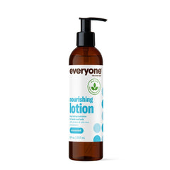 Everyone Nourishing Unscented Lotion bottle close-up for fragrance-free hydration.