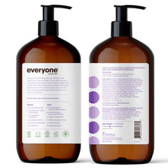 Everyone Vanilla and Lavender 3 In 1 Soap bottle pour highlights easy dispensing.