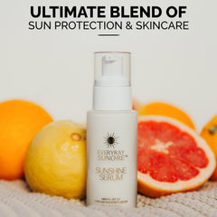 EveryRay Suncare Sunshine Serum swatch highlighting Vitamin C brightness.