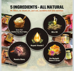 EVO GOOD! Honey swirl detail highlights natural ingredients for nourished-looking skin.