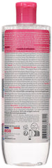 Close-up of Evoluderm micellar water bottle highlighting alcohol-free formula for sensitive skin.