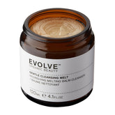 Evolve Gentle Cleansing Melt Balm bottle highlights soothing vanilla aroma and makeup removal.