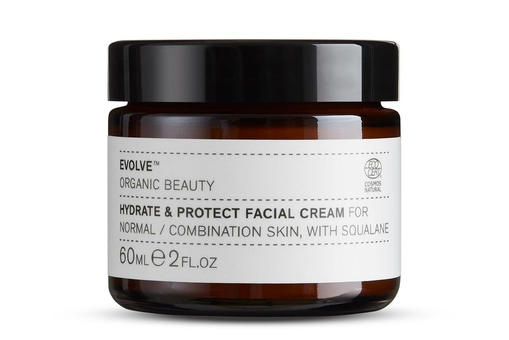 Evolve Hydrate and Protect cream texture close-up showing lightweight matte finish.