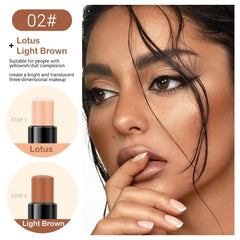 evpct 2in1 contour stick swatch on cheekbone showing contour shape.