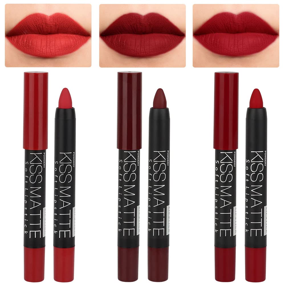 evpct 3Pcs dark red lip liner set packaging for gifting and daily wear