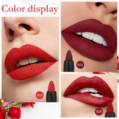 evpct 3Pcs lip liner swatches showcasing rich dark red shade