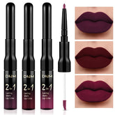 evpct 3pcs dark red plum matte lipstick and liner set swatch for bold color