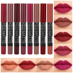 evpct 8Pcs matte lipstick set packaging, neatly arranged for travel and gifting.