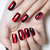 evpct dark blood red metallic cat eye nails with shimmering finish for standout party looks