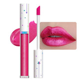 evpct hot pink metallic lip gloss close-up with pearlescent shimmer for bold daily wear.