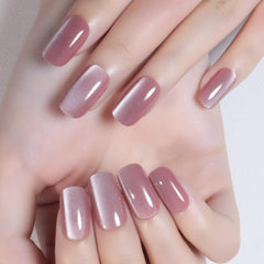 evpct Mauve Pink Cat Eye nails with chrome finish for a striking evening look