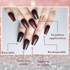 evpct medium-length coffin nails packaging highlighting fit options