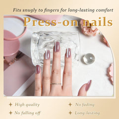 evpct Medium Square press-on nails with complete manicure kit included for quick flawless wear