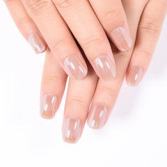 evpct Nude Glazed nails in short square for at-home manicure.