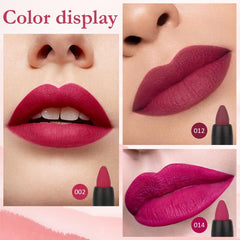 evpct plum purple matte lip sticks swatches show rich color payoff