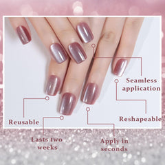 evpct Reusable mauve glitter nails allow multiple uses with care.
