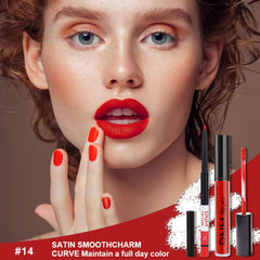 evpct Ruby Red matte lip color lipstick swatch showing rich payoff