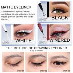 evpct three-color close-up shows vivid waterproof shades for all-day definition.