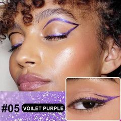 evpct violet purple glitter eyeliner swatch shows rich, reflective shimmer.